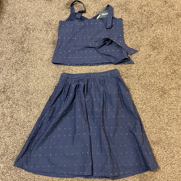 NEW ModCloth Chambray Button-Front Two-Piece Polka Dot Set - Picture 5 of 5